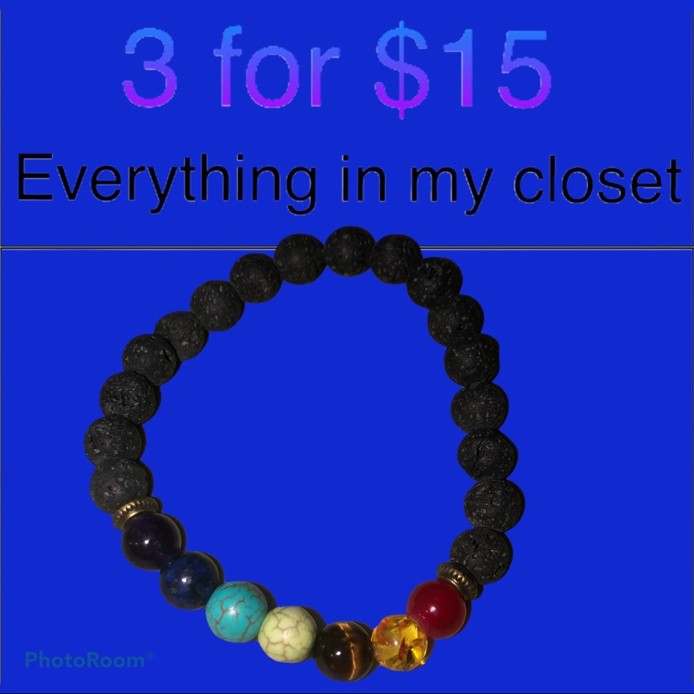 3 For $15 Chakra Lava Stone Bracelet